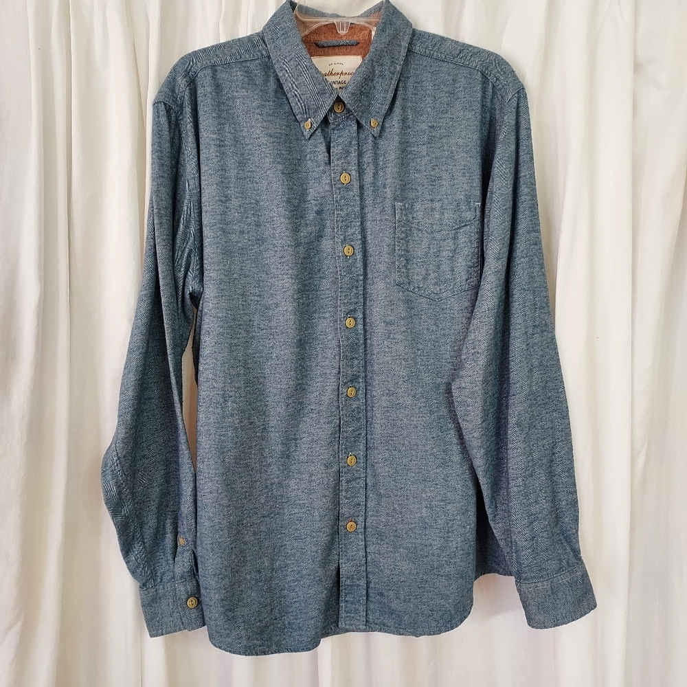 Weatherproof Vintage Fall Casual Blue Button Down. Size XL